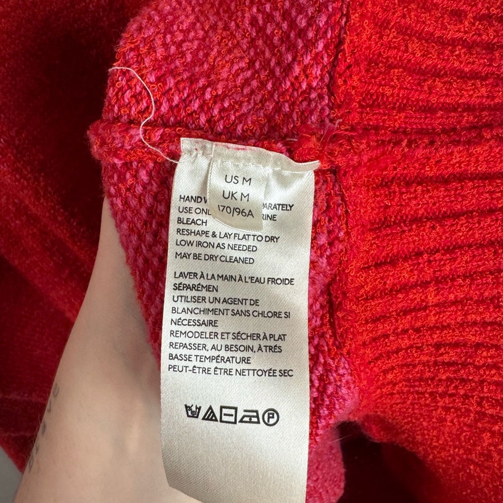 Free People Knit Zip Up Hoodie Red Pink Marled Size Medium - Picture 6 of 9